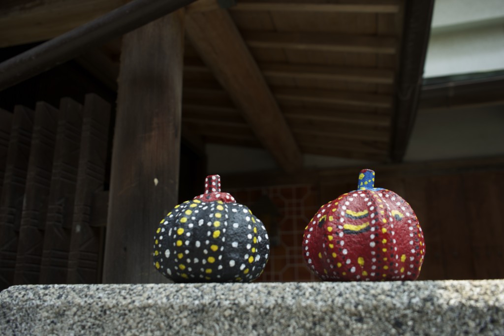 Kusama pumpkins in miniature spotted at a local residence in Honmura