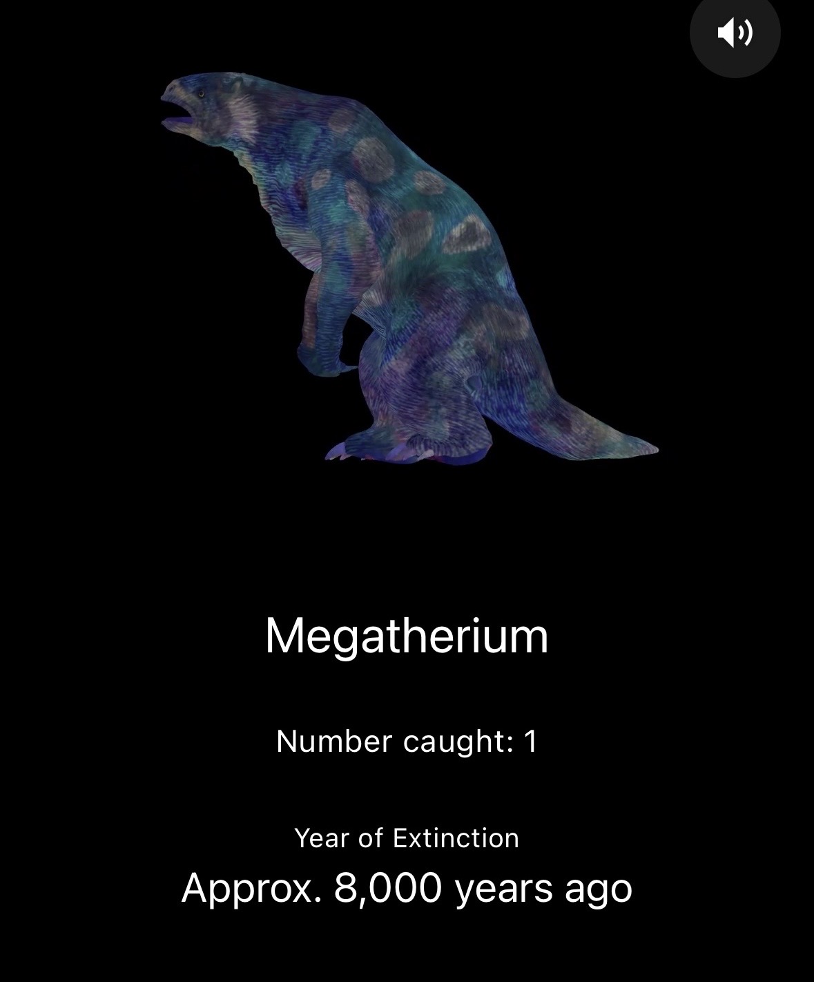 Megatherium caught in the Catching and Collecting Extinct Forest at teamLab Planets Tokyo using the teamLab app